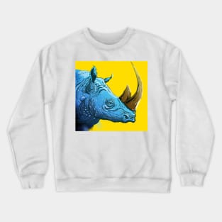 Blue Rhino on Yellow Background Crewneck Sweatshirt